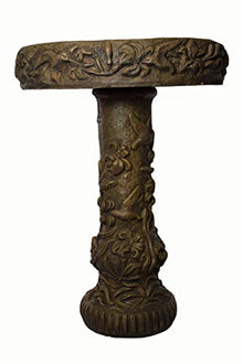 Solid Rock Stoneworks Hummingbird Birdbath- 27" h x 20" Dia- Espresso