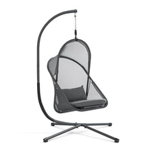 Greemotion Crush Metal Indoor and Outdoor Swing Chair with Stand, Cushions, Breathable and UV-Resistant Mesh, 220 lbs Capacity for Patio Backyard, Balcony, Garden, Bedroom, Dark Gray