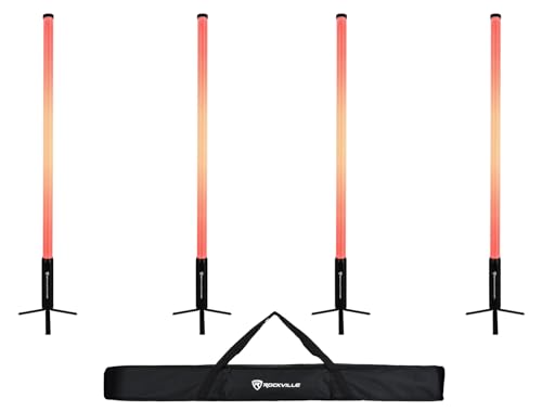 Rockville 4X Rock Saber Black Rechargeable DJ/Stage Pixel Tube Lights