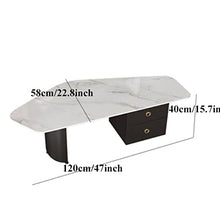 Living Room Table Modern Style Coffee Table, Rock Tabletop Coffee Table, Irregular Coffee Table with 2 Storage Drawers, Center Table in The Living Room, Small Space of Featured End Table Outdoor Side