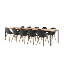 Brampton Kiribati Rectangular Outdoor Dining Set for 11, Teak & Aluminum, Black