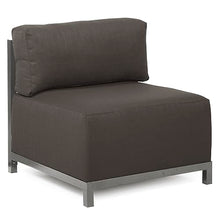 Howard Elliott Collection Axis Patio Ottoman with Cover, Upholstered Footstool Coffee Table Ottoman Bench for Indoor or Outdoor Home or Office Seating, Titanium Frame, Seascape Charcoal