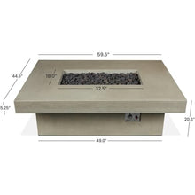 BBQGUYS Branchview 60 Inch Rectangular Steel Propane Fire Pit W/Hidden Tank in Beige Signature