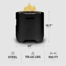 Ukiah Co. Voyager II Rechargeable Wireless Bluetooth 4 Mode Tabletop Propane Fire Pit Speaker Sound System with Lava Rocks and Cover, Black