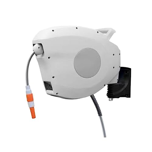 Water Pipe Storage Rack 100 FT/30M 1/2" Retractable Garden Hose Reel, Any Length Lock, Heavy-Duty Wall Mounted Hose Reel with Automatic Rewind, Adjustable Patterns, 180° Swivel Garden Watering & Car W