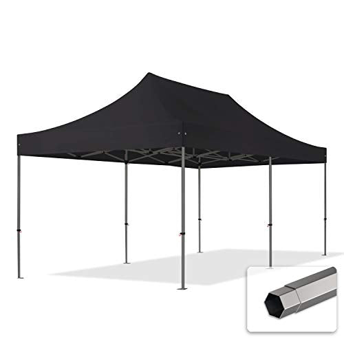 TOOLPORT 10x20 ft PES 750 Premium Pop Up Canopy Tent, Steel, Black