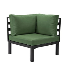 LeisureMod Hamilton 7-Piece Modular Outdoor Sectional Set with Fire Pit Table Green