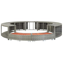 Poly Rattan Hot Tub Surround with Storage, Weatherproof Spa Furniture Surround for Standard Spas, Gray Wicker Bathing Accessory