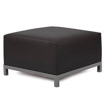 Howard Elliott Collection Axis Patio Ottoman with Cover, Upholstered Footstoll Coffee Table Ottoman Bench, Seating Futniture for Both Indoor & Outdoor Home and Office, Titanium Frame, Atlantis Black