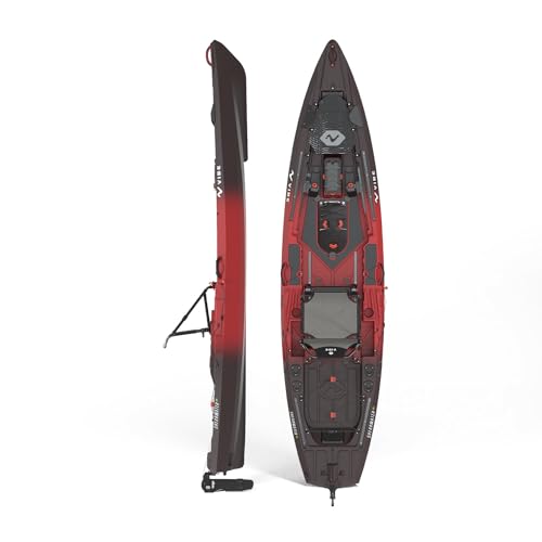 Vibe Shearwater 125 Fishing Kayak 12.5ft with Summit Seat and Gravity Rudder Kit Tsunami Red