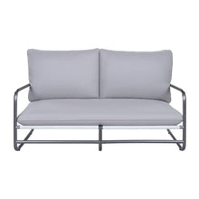 Christopher Knight Home Outdoor Patio 2-Seater Aluminum Loveseat with Water-Resistant Cushions, Modern Metal Frame Sofa with Thick Removable Cushions for Balcony, Backyard, Garden and Deck, Light Gray