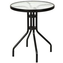 3 PCS Bistro Conversation Patio Pub Dining Set W/ 2 Folding Chairs & Glass Table Round Table