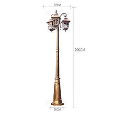iumLeap 3-Lights Vintage Outdoor High Pole Post Lantern Street Lights Exterior Courtyard Park Community Lawn Path Decor Ip55 Waterproof Pillar Column Lamp E27 Decora(200cm)