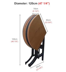 Blazea Round Wood Folding Banquet Table, Space Saving Dining Table for Outdoor, Kitchen Dining Room Patio Side Table, Heavy Duty Coffee Table(Size:Diameter 120 cm (47 inch))
