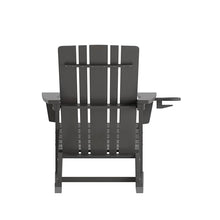 Flash Furniture Halifax Adirondack Rocking Chairs with Cup Holder, Weather Resistant Poly Resin Adirondack Rocking Chairs, Set of 2, Gray