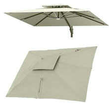 MXJCKSOQ Replacement Canopy for 3x4m Rectangular Patio Umbrella 8 Ribs Outdoor Sunshade UV-Resistant Top Cover Beige Double Top 10' x 13' for Enhanced Shade,Taupe-Single top 3x4m