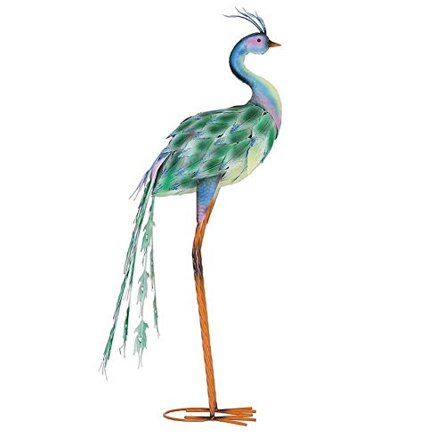 Garden Statues Outdoor Large Clearance Animal Wrought Iron Peacock Sculpture, Garden Statue Animal Retro Living Room Balcony Courtyard Terrace Flower Gardening Decoration Ornaments (Color : Cream)