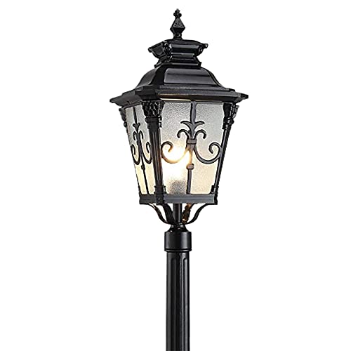 Outdoor Rainproof Anti-Rust Lawn Lantern Villa Park High Pole Street Lighting Landscape Fixture Aluminum Rustic Courtyard Ground Road Lamp Classic Pillar Post Light E27 Landscape Lighting (Black 2.7