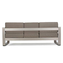 Christopher Knight Home Cape Coral Outdoor Loveseat Sofa with Tray, Khaki
