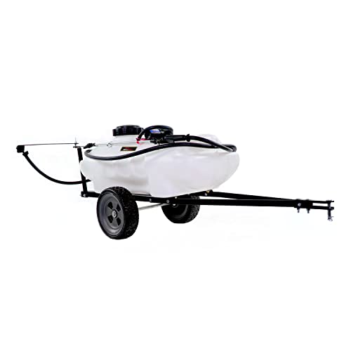 Brinly ST-152BH-A Self-Storing Tow Behind Lawn and Garden Sprayer with Collapsible Boom, 15-Gallon, Matte White