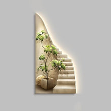 FILWY 3D Wall Art Decor with LED Light, Large Landscape Painting for Living Room, Bedroom, Corridor & Entrance, Vertical Design, 27.61x55.1in (Apricot 23.61x47.2in)
