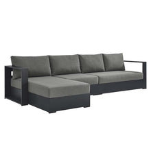 Modway Tahoe Modular Aluminum 3-Piece Outdoor Patio Furniture Gray Charcoal, Left-Facing Sectional Sofa Set with Weather-Resistant Cushions, Ideal for Deck, Backyard, Poolside