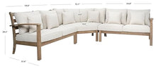 SAFAVIEH Couture Outdoor Patio Furniture Collection - Rosabecca Natural & Beige Solid Wood Sectional Sofa, Modern Outdoor Corner Couch (DUP1000B)