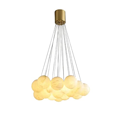 Ceiling Pendant Light, Modern Stylish Bubble Ball Chandelier Marble Material Lampshade 16 Lights G9 Pendant Light Adjustable Cord Dining Room Restaurant Hanging Lamp in Gold