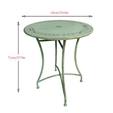 Labasuan Vintage Distressed Cast Iron Round Side Table, 24.4in Weather Resistant Patio Coffee Table, Hollow Pattern Outdoor Accent Table for Balcony Garden Backyard Indoor Plant Stand(Green)