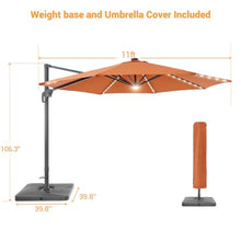 11' Lighted Cantilever Umbrella with Crank Lift Counter Weights Included