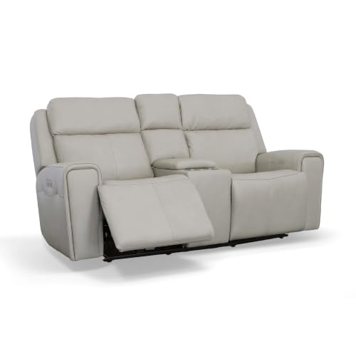 Flexsteel Power Reclining Loveseat with Console, Power Headrests & Lumbar