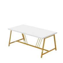 FURUIM2024M Dining Table 70.3 Inch Large Modern Dining Table for 6-8 People Rectangular Kitchen Table Faux Marble Top and Gold Geometric Metal Legs Table and Chairs Dining