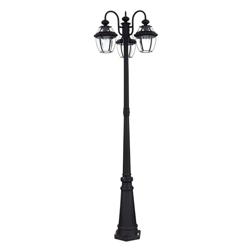 Livex Lighting, 21543-04, Monterey Collection, Multi Head Black Outdoor Post Light with Clear Beveled Glass