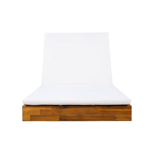 Merax 2 PCS Outdoor Lounge Chaise with 2-Fold Thin Cushions, Teak Finish Acacia Wood Lounge Chair Lounge with Cream Cushion for Outdoor Furniture Pool Lawn Deck(Shipped in 2 Boxes)