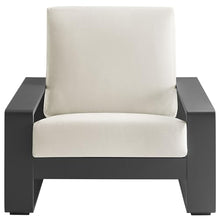 Modway Lirienne Aluminum Set of 2 Outdoor Armchairs in Cream – All-Weather Backyard Patio Accent Chairs with Weather-Resistant Fabric Cushions