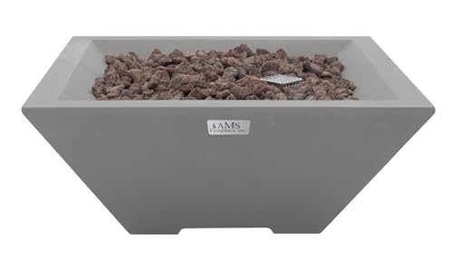 AMS 27" Square Concrete Natural Gas Fire Pit Table (Light Gray, Table only)