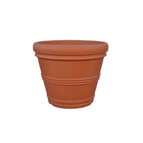 Sturdy Essentials Megapot Commercial Planter 35" Diameter | Lightweight but Durable Plastic Construction with Stone Look - Terracotta
