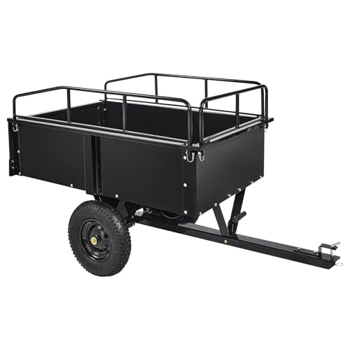 Garden Utility Trailer Heavy Duty Steel Dump Cart with Removable Sides Garden Dump Cart, for Lawn Tractors