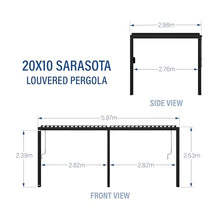 Backyard Discovery Sarasota 20' x 10' Galvanized Steel Pergola Kit with Adjustable Roof Black