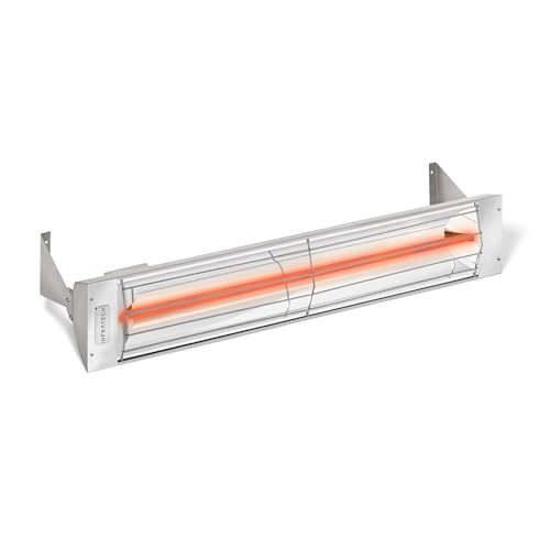 Infratech W-2024 SS Stainless Steel 39” Long Single Element Fixture Electric Patio Heater 2000 Watt, 240 Volt, Stainless Steel Finish