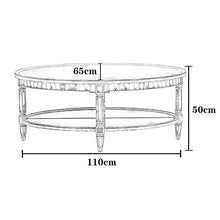 living room table Oval Coffee Tables for Living Room, 43.3/47.2/51.1inch Coffee Table with Mirror Top and Open Shelf, Vintage Cocktail Table outdoor side table ( Color : A , Size : 110*65*50cm )
