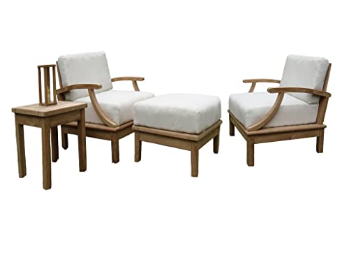 WholesaleTeak Somer 4 Pc Lounge Chair Set with Cushions in Canvas White