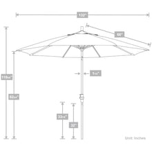 OROTLECT 11 Foot Grey Patio Umbrella With Aluminum Ribs Crank Lift In Cabana Classic Sunbrella