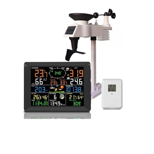 JDXQBLD Weather Station, Weather Station Internet Wireless Indoor Outdoor with Sensor Rain Gauge Weather Forecast Wind Gauge