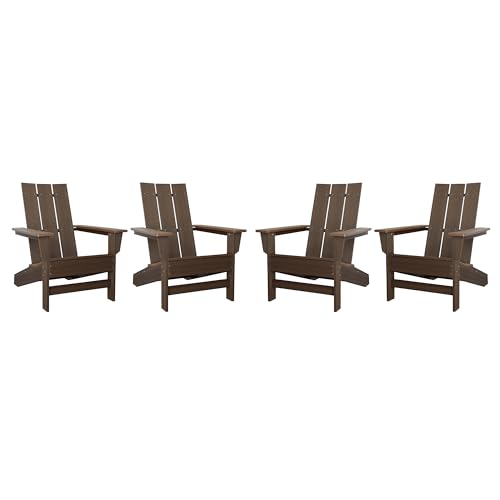 DuroGreen Aria Adirondack Chairs Set of 4 Oversized All-Weather Brazilian Walnut
