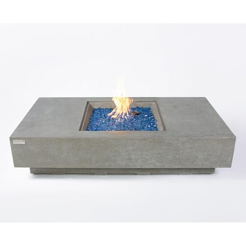 Monte Concrete Fire Pit 60" x 31.9" Outdoor Patio Firepit Includes Fire Glass Modern Fire Pits & Outdoor Fireplaces for Garden, Deck, Indoor & Outdoor Heating