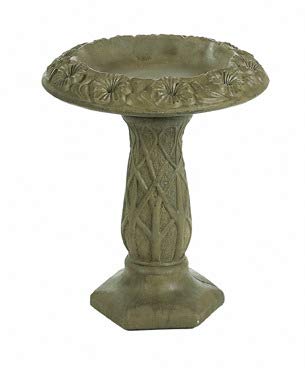 Solid Rock Stoneworks Bouquet Birdbath- 22" Tall x 19" Dia- Aged Pine