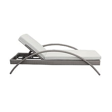 Armen Living Aloha Outdoor Patio Chaise Lounge Chair Gray Aluminum Wicker with Gray Cushion