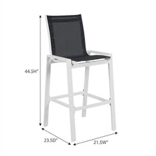 Outdoor Escape Black Fabric Outdoor Patio Barstool Set of 2, Cushioned Seat, 29-Inch Height, 17.5-Inch Wide, 16-Inch Deep, Contemporary Style