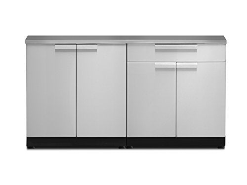 NewAge Products Classic Series 3PC Stainless Steel Modular Outdoor Kitchen Set with Cover - 24" D x 64" W x 35.5" H